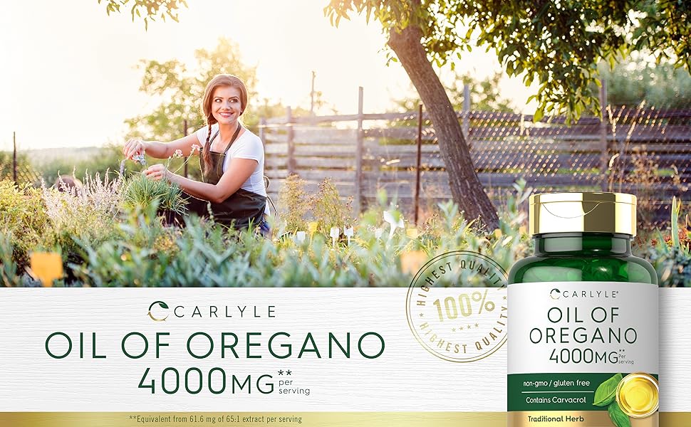 Carlyle Oregano Oil 4000mg Supplement | 150 Softgel Capsules | Contains Carvacrol | Non-GMO & Gluten Free Formula 24hrsmart
